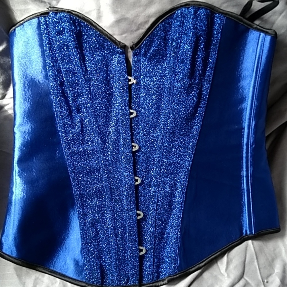 Royal blue sparkly costume corset top M
